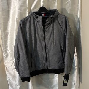 Tommy Hilfiger Light Gray Hooded Jacket Men’s Medium zip up